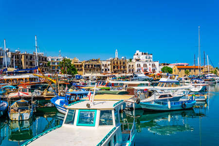 KYRENIA, CYPRUS, AUGUST 25, 2017: View of a port in Kyrenia/Girne during a sunny summer day, Cyprusのeditorial素材
