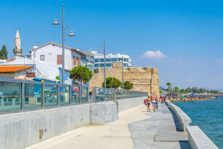 LARNACA, CYPRUS, AUGUST 31, 2017: Seaside promenade in Larnaca, Cyprusのeditorial素材