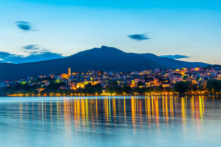Sunset over kastoria, Greeceの写真素材