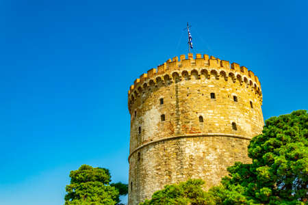White tower at seaside promenade in Thessaloniki, Greeceの写真素材