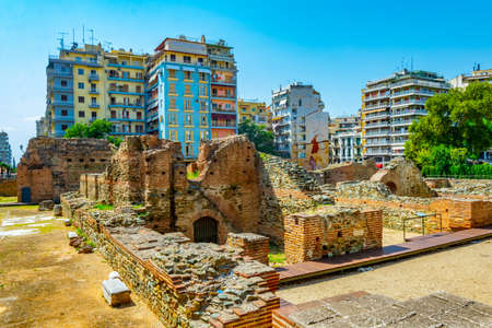 Ruins of the imperial palace in Thessaloniki, Greeceの写真素材