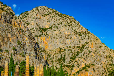 Ruins of temple of Apollo at ancient Delphi, Greece