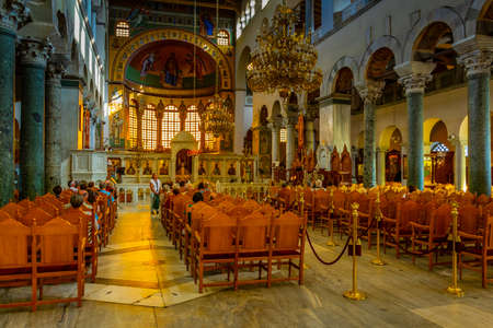 THESSALONIKI, GREECE, SEPTEMBER 8, 2017: Interior of Agios Dimitrios church in Thessaloniki, Greece