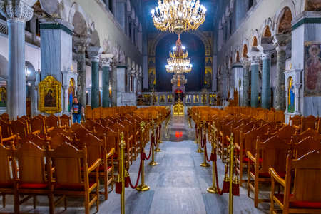 THESSALONIKI, GREECE, MAY 6, 2018: Interior of Agios Dimitrios church in Thessaloniki, Greece