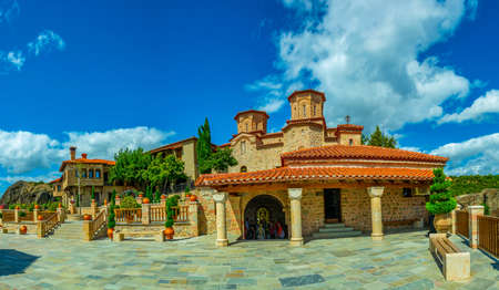 METEORA, GREECE, SEPTEMBER 12, 2017: Courtyard of Monastery of Varlaam at Meteora, Greece