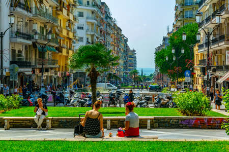 THESSALONIKI, GREECE, SEPTEMBER 8, 2017:  View of the Dim. Gounari boulevard in Thessaloniki, Greeceのeditorial素材