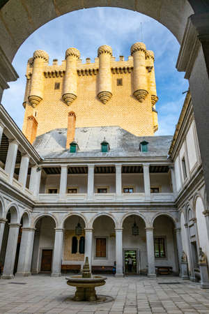 Inner courtyard of Alcazar de Segovia in Spainのeditorial素材