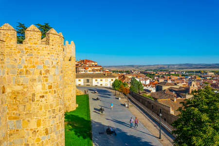 Fortification of spanish town Avilaの写真素材