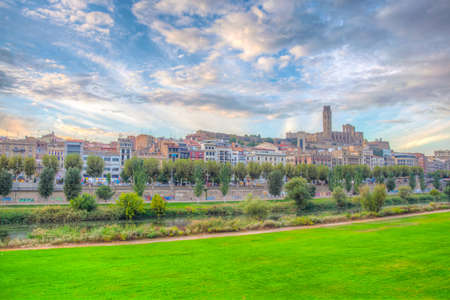 LLEIDA, SPAIN, SEPTEMBER 30, 2017: La Seu Vella cathedral erected over Lleida town in Spainのeditorial素材