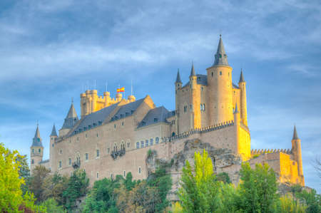 Sunset view of Alcazar de Segovia in Spainのeditorial素材