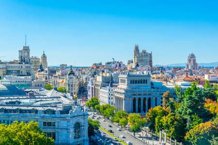 MADRID, SPAIN, OCTOBER 6, 2017: Aerial view of Madrid from Palacio de Cibeles, Spainのeditorial素材