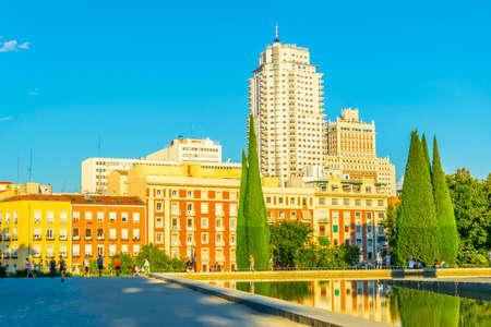 MADRID, SPAIN, OCTOBER 3, 2017: edificio de espana and other skyscrapper in madrid