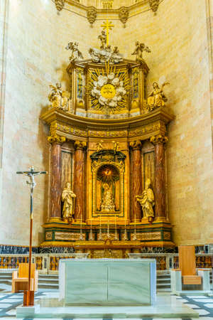 SEGOVIA, SPAIN, OCTOBER 4, 2017: Interior of the gothic cathedral at Segovia, Spain