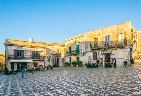 ERICE, ITALY, APRIL 20, 2017: View of a narrow street in the historical center of Erice village on Sicily, Italyのeditorial素材
