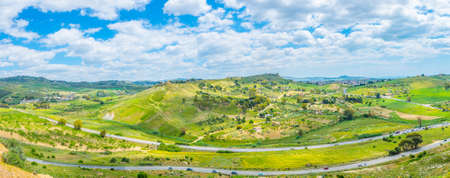 Aerial view of Sicily taken from Valley of Temples, Italyの写真素材
