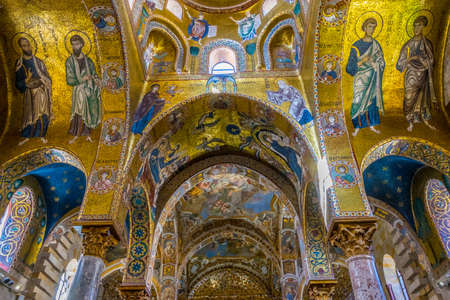 PALERMO, ITALY, APRIL 22, 2017: Interior of the Santa Maria dell Ammiraglio church in Palermo, Sicily, Italyのeditorial素材