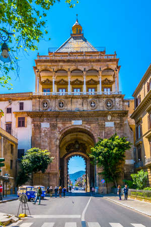 PALERMO, ITALY, APRIL 23, 2017: Porta Nuova in Palermo, Sicily, Italyのeditorial素材