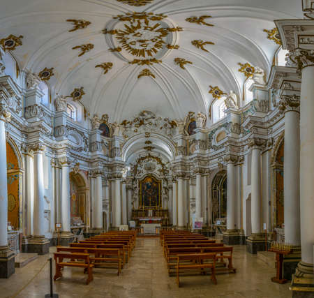 NOTO, ITALY, APRIL 25, 2017: Interior of the chiesa di Santa Chiara in Noto, Sicily, Italyのeditorial素材