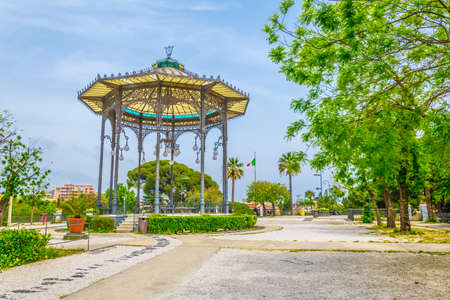 Viewpoint with a pavilion in Bellini garden park in Catania, Sicily, Italyの写真素材