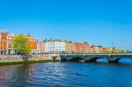 DUBLIN, IRELAND, MAY 9, 2017: Riverside of Liffey in Dublin, Irelandのeditorial素材
