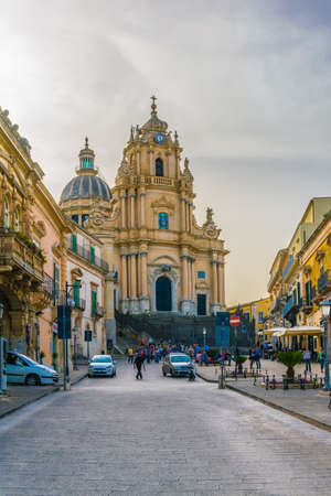 RAGUSA, ITALY, APRIL 26, 2017: Cathedral of san giorgio in Ragusa Sicily, Italyのeditorial素材
