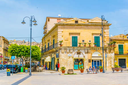 MODICA, ITALY, APRIL 26, 2017: View of a small square in Modica, Sicily, Italyのeditorial素材