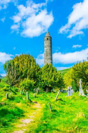 An Ancient cemetery in Glendalough settlement, Irelandの写真素材