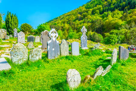 An Ancient cemetery in Glendalough settlement, Irelandの写真素材