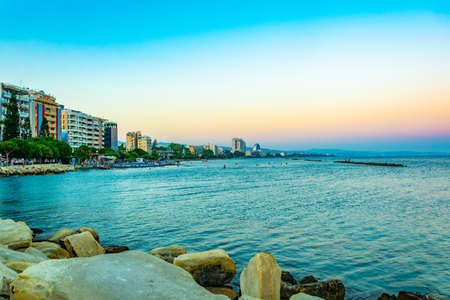 Sunset view of cityscape of Limassol on Cyprusの写真素材