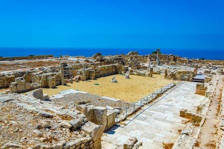 Ruins of an early christian basilica situated at ancient kourion site on Cyprusの写真素材