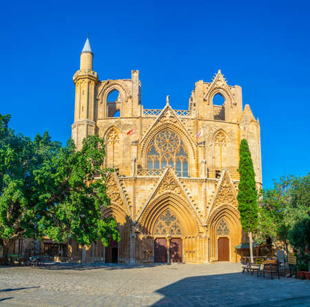 Old town of Famagusta with Lala Mustafa Pasa Mosque, Cyprusの写真素材