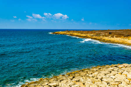 coastal path surrounding the archaeological park in Paphos, Cyprus