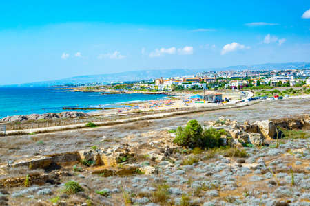 Cityscape of Paphos viewed from Paphos Archaeological Park on Cyprusの写真素材