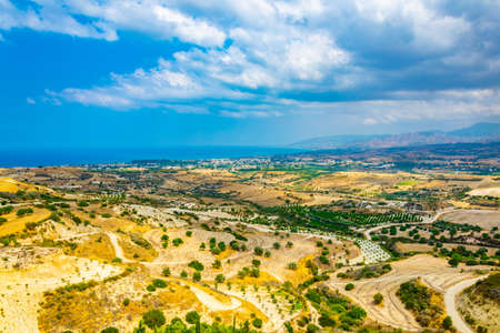 Hilly countryside of Cyprus near Akamas peninsulaの写真素材