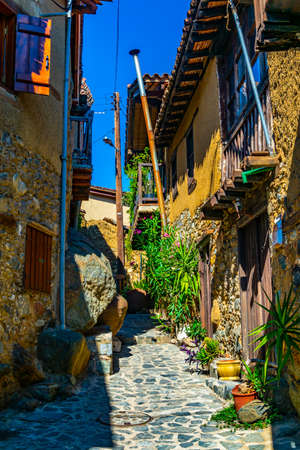Narrow streets of old Kakopetria on Cyprusの写真素材