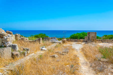 Ruins of ancient Salamis archaeological site near Famagusta, Cyprusの写真素材