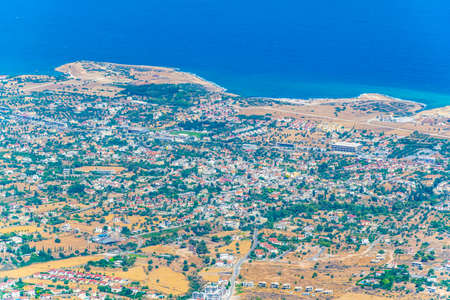 Aerial view of a seaside village in Northern Cyprus
