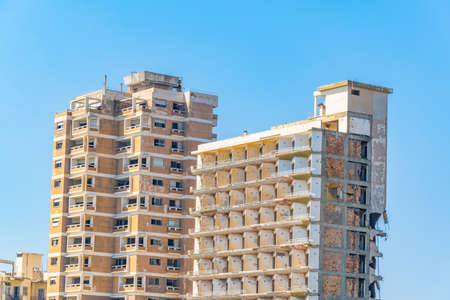 Ruins of hotels at Varosia district of Famagusta, Cyprusの写真素材