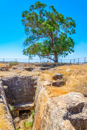 ancient ruins of Necropolis of Salamis near Famagusta, Cyprusの写真素材