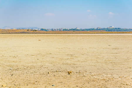 Larnaca viewed behind nearby salt lake on Cyprus