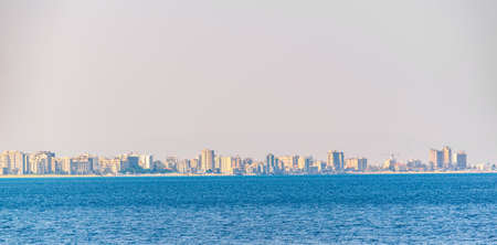 Seaside of Varosia with spectacular ruins of hotels, Famagusta, Cyprusの写真素材