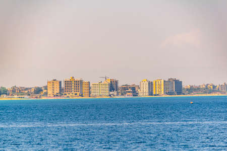Seaside of Varosia with spectacular ruins of hotels, Famagusta, Cyprusの写真素材