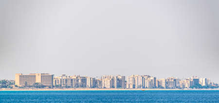 Seaside of Varosia with spectacular ruins of hotels, Famagusta, Cyprusの写真素材