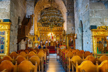 LARNACA, CYPRUS, APRIL 9, 2018: Interior of the Church of Saint Lazarus in Larnaca, Cyprus