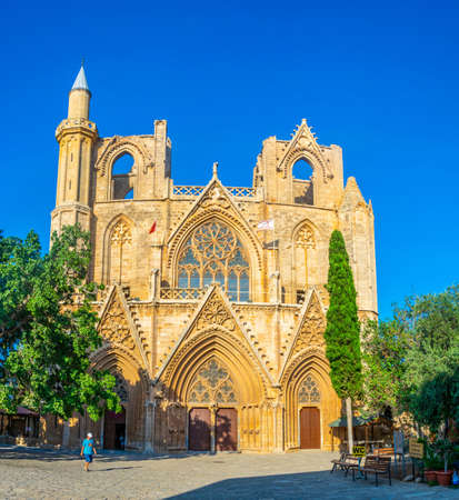 Old town of Famagusta with Lala Mustafa Pasa Mosque, Cyprusの写真素材