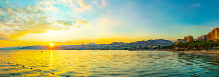 Sunset view of hotels in israeli holiday resort Eilat, Israelの写真素材