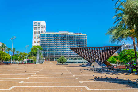 TEL AVIV, ISRAEL, SEPTEMBER 10, 2018: View of Rabin square in Tel Aviv, Israel