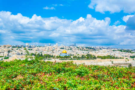 Jerusalem viewed from the mount of olives, Israelの写真素材