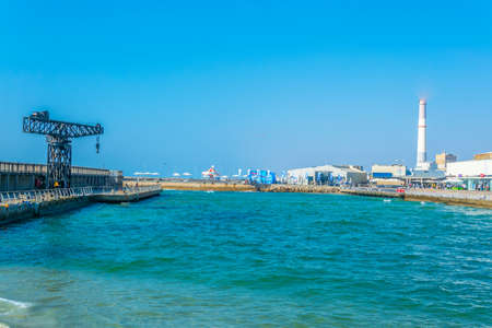 TEL AVIV, ISRAEL, SEPTEMBER 10, 2018: View of the old port of Tel Aviv, Israel