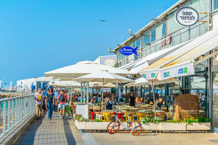 TEL AVIV, ISRAEL, SEPTEMBER 10, 2018: View of the old port of Tel Aviv, Israelのeditorial素材